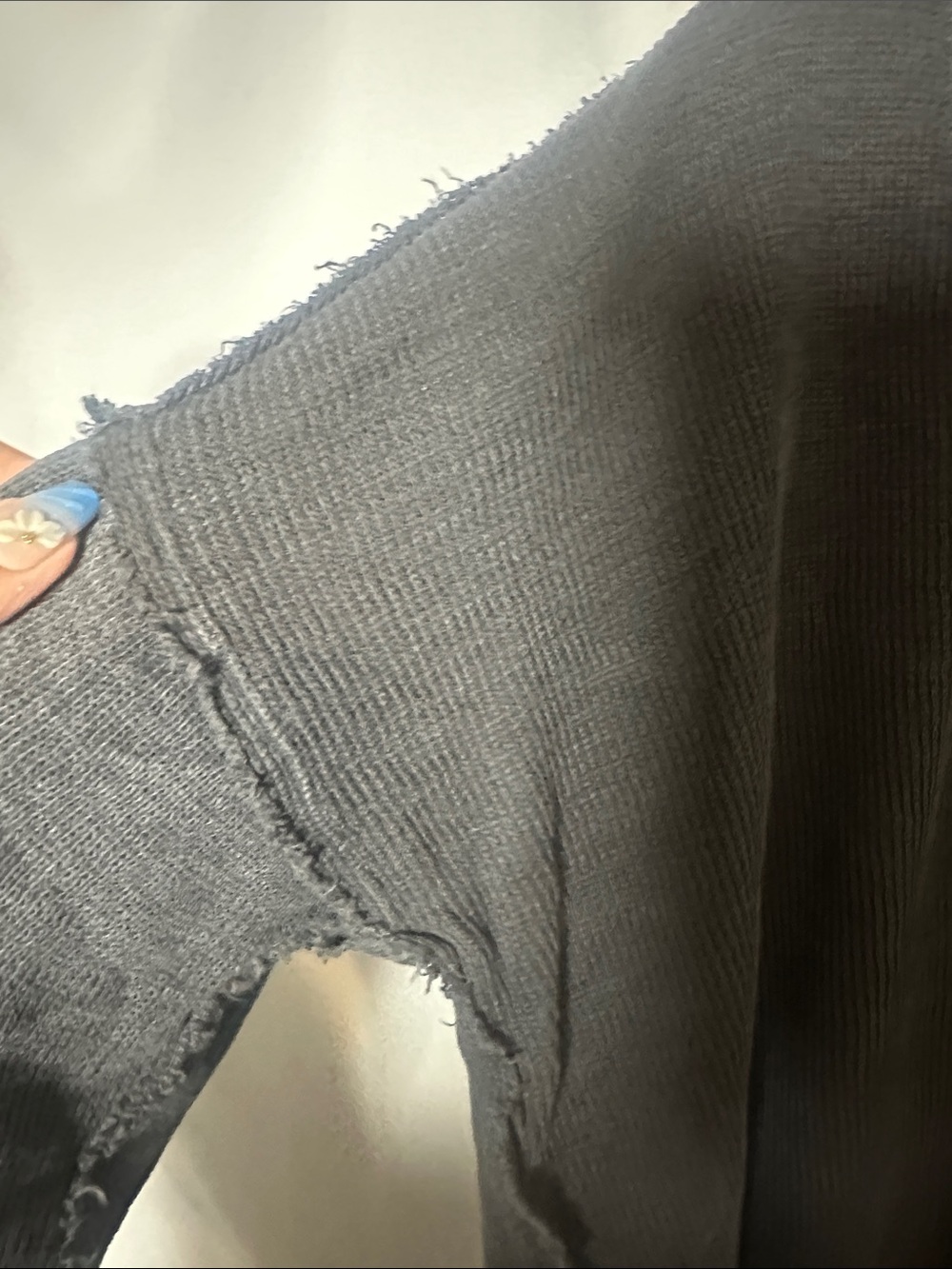 We The Free Black Distressed V-Neck Long Sleeve Top - Picture 4 of 9